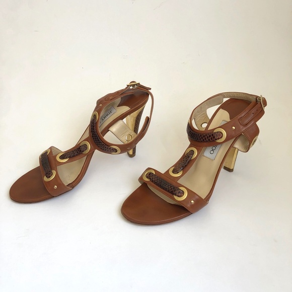 Jimmy Choo Leather & Snakeskin Sandals Size 39.5 - Picture 6 of 12